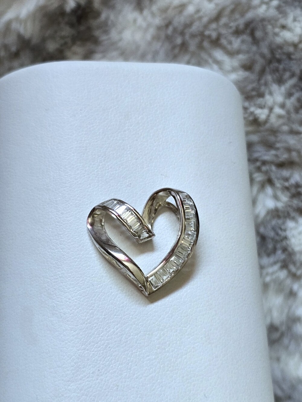 Ross-Simons sterling silver cz Baguette heart pendant love